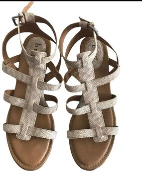 boc Neutral Snake-Texture Strappy Sandals - Beige